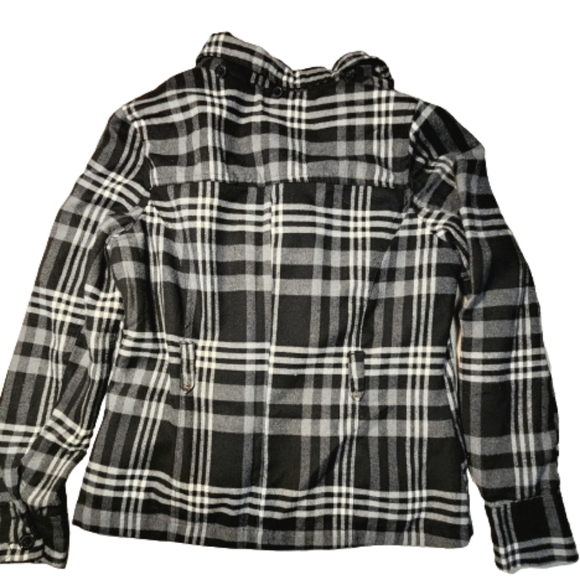 JOU JOU black white plaid 6 button closure pea coat jacket - Picture 4 of 14
